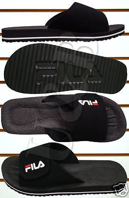 NEW FILA CLASSIC VELCRO SLIDE SANDAL BLACK MEN SIZE