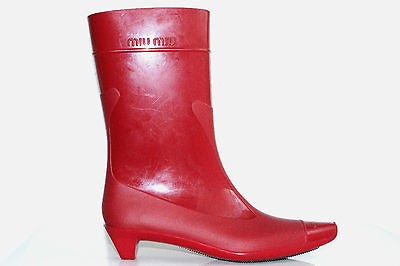 AUTHENTIC MIU MIU BY PRADA RASPBERRY RUBBER BOOTS Sz 41 / 11