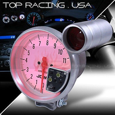 JDM Sport Universal 5 White 11K RPM Tachometer 7 Color LED Gauge w 