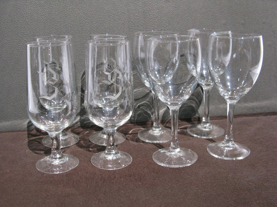 Vintage Engraved Stemware (8 glasses)