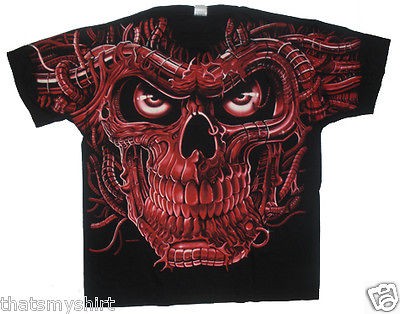 New Authentic Red Terminator Skull Mens T Shirt by Liquid Blue 