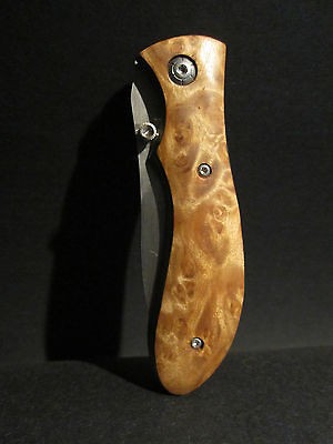 Antique Vintage Style Folding Lock back Burl Wood Knife