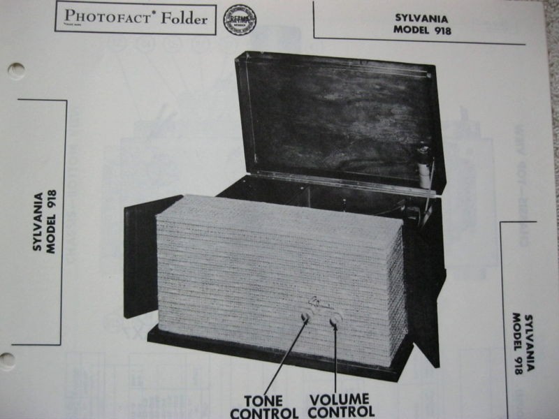 SYLVANIA 918 PHONOGRAPH RECORD PLAYER PHOTOFACT