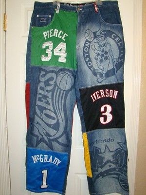 RARE UNK DENIM NBA PATCH JEANS PIERCE ANTHONY JAMES BRYANT IVERSON 