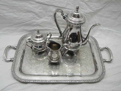 INTERNATIONAL SILVER CO WICKFORD SILVERPLATE TEA/COFFEE SET ONEIDA 