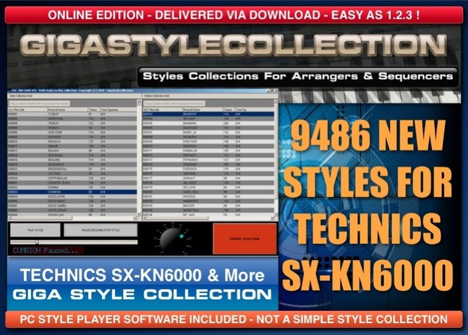 9400 NEW Styles for Technics SX KN6000 KN + PC Style Player Online 