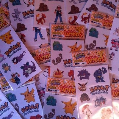Sheet Pokemon Temporary Tattoos