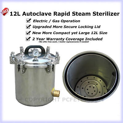 12L Portable Autoclave Steam Sterilizer Tattoo Dental