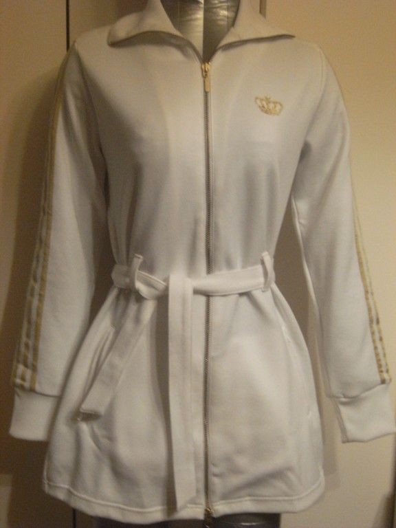 NWT STUNNING SPORT TENNIS WHITE & GOLD ADIDAS JACKET S