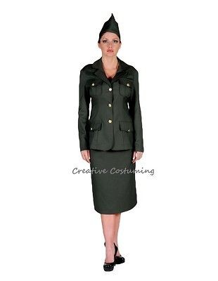   War II Uniform Pin up Girl Dress / Theater Quality  Womens Costume