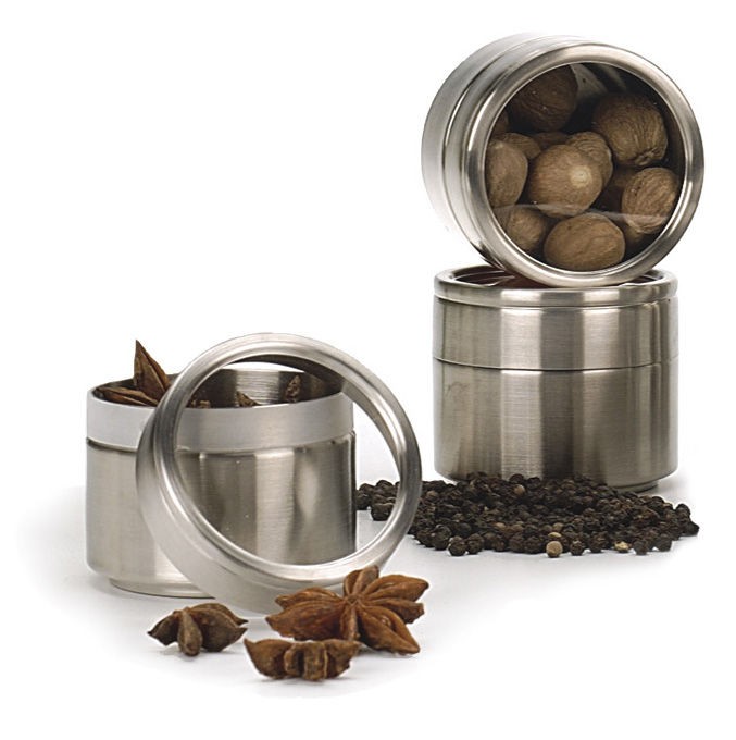 NEW ~ STAINLESS STEEL CLEAR TOP 4 OZ SPICE JAR 2  CAN AIRTIGHT LID 