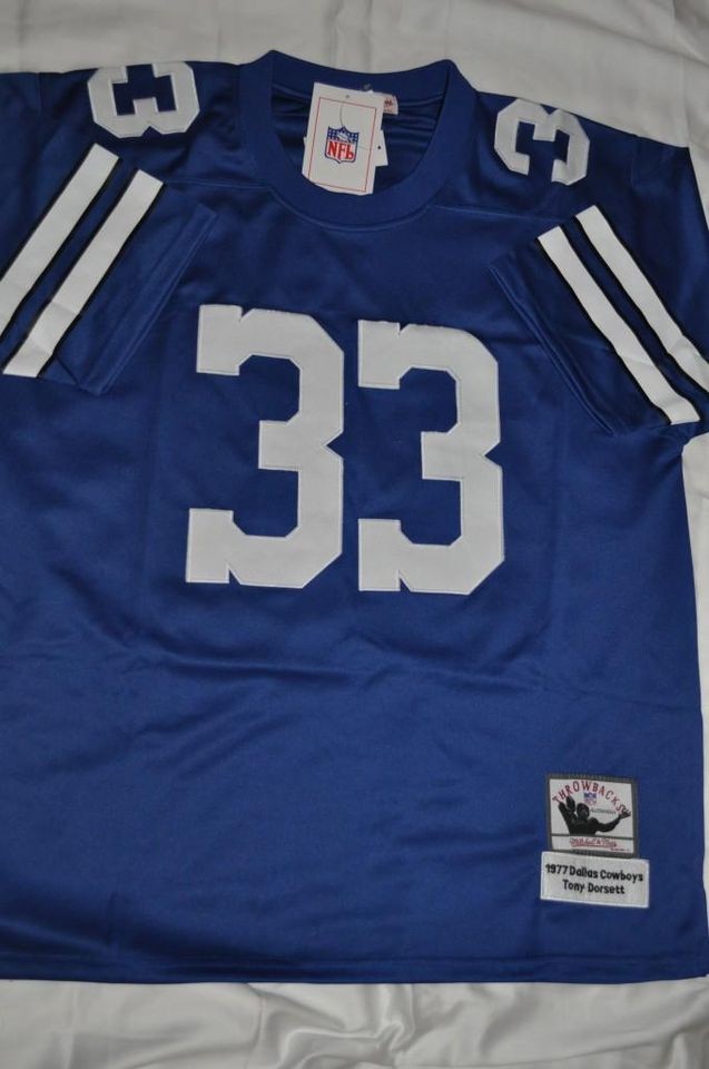   DALLAS COWBOYS #33 TONY DORSETT BLUE 1977 THROWBACK JERSEY SEWN NWT