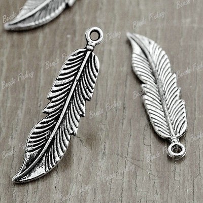 50pcs Tibetan Antique Silver Wholesale New Feather Animals Pendants BN 