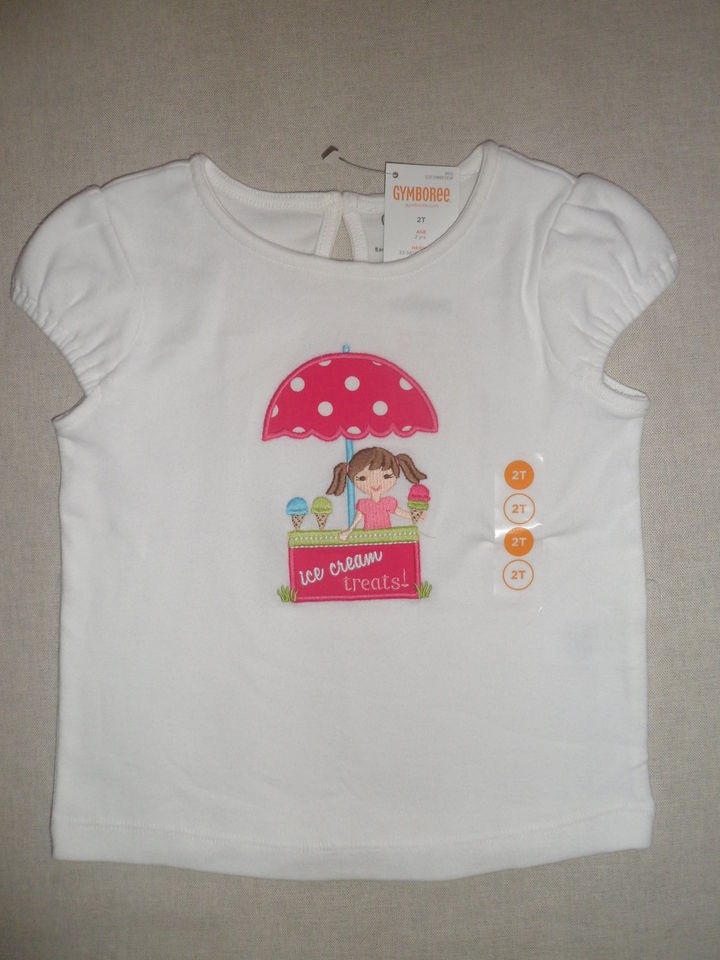 Gymboree ICE CREAM SWEETIE White Pink Girl Cone Treat Stand Tee Top 