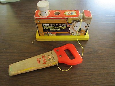   Little Fisher Price safty saw carpenter wood toy pound bench 728