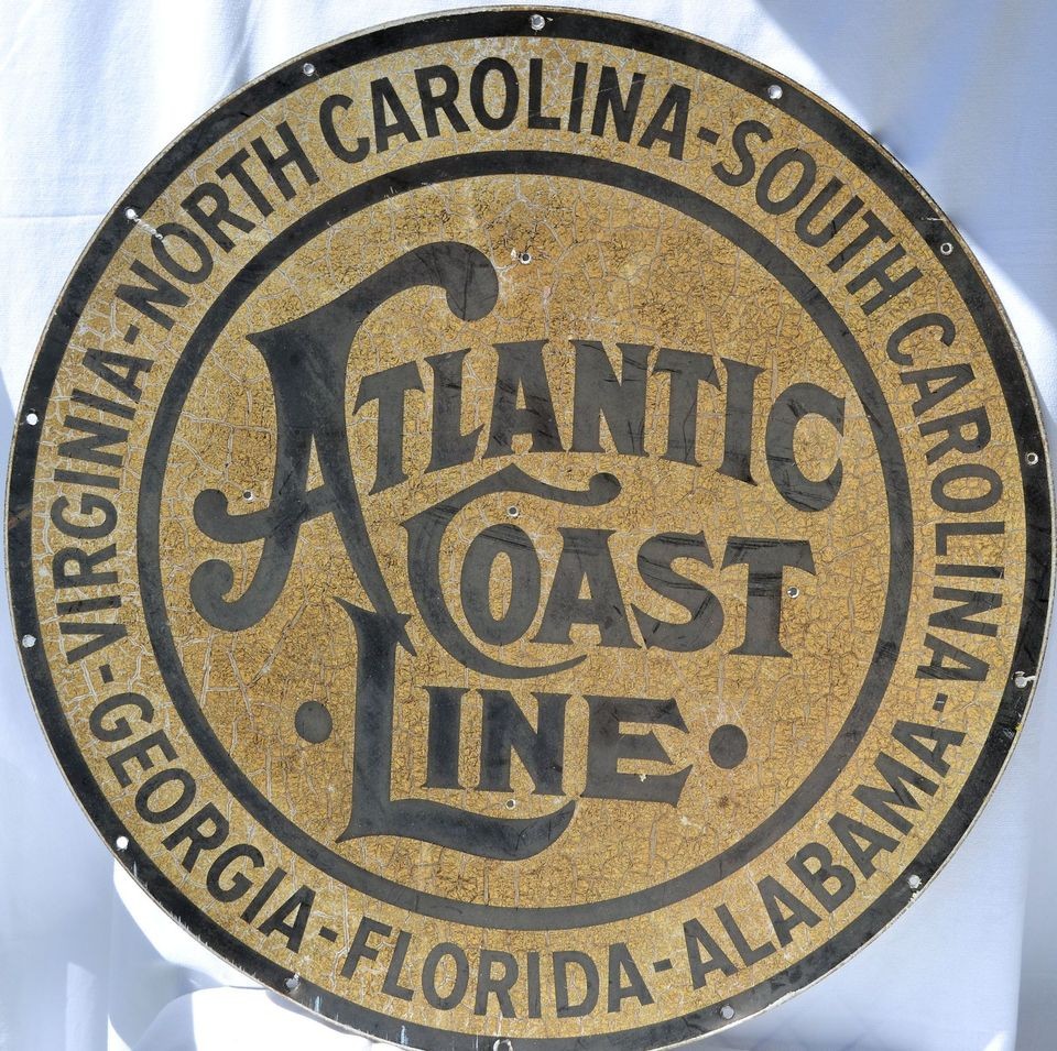 ATLANTIC COAST LINE 28 DIAMETER VINTAGE SIGN CROSSING I.D.