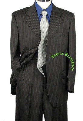 SHARP 2pc MENS 3B. STRIPE DRESS SUIT BROWN 50R 72L atrs