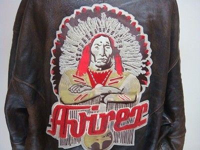 VINTAGE AVIREX INDIAN CHIEF LEATHER VARSITY JACKET SZ 5XLARGE WOW