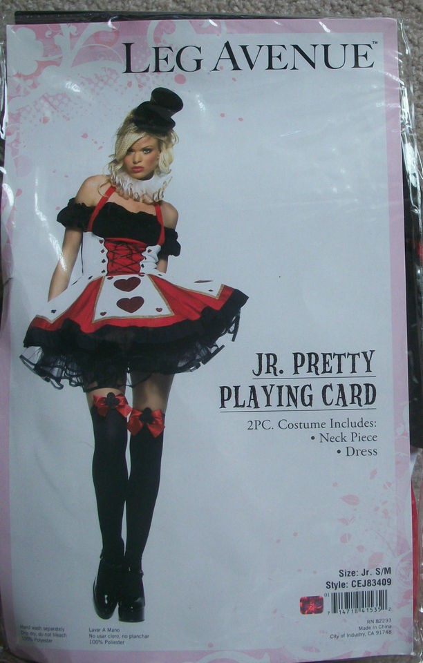 Pretty Playing Card Costume Teen Junior S/M M/L Queen Hearts Casino 