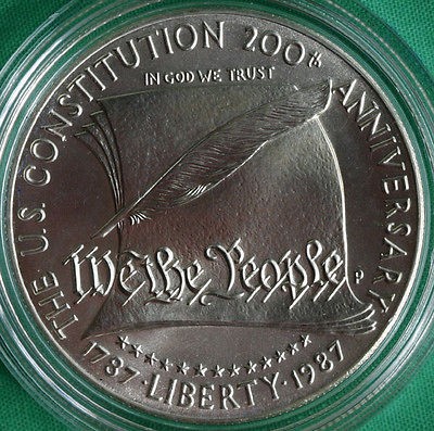 1987 Constitution 90% Silver UNC Dollar US Mint BU Coin Set Box & COA