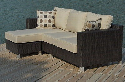   Pcs Outdoor Wicker Patio Sectional Sofa W/ Ottoman upholstered
