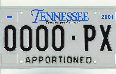   Apportioned Sample License Plate 0000 PX $4.00 Ship In US 1 100