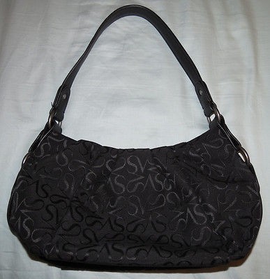 Simply Vera Vera Wang blk monogram canvas hobo w/ antiqued silver 