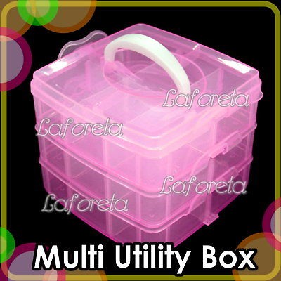   Storage Empty 3 layer BOX CASE NAIL ART CRAFT MAKEUP FISHING Pink