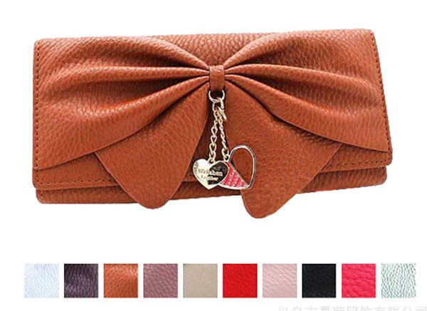   lady women long korean bowknot handbag clutch Wallet/Purse 7 color