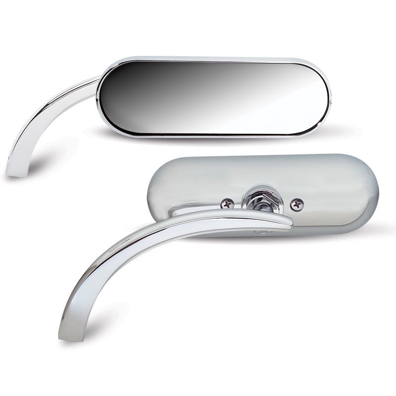 Arlen Ness Mini Oval Chrome Mirrors Pair for Harley