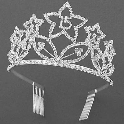   RHINESTONE TIARA   QUINCEANERA TIARA   QUINCEANERA 15 TIARA WITH STARS