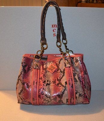   VERA BY VERA WANG PINK FAUX PYTHON CHAIN SATCHEL PURSE / HANDBAG NEW