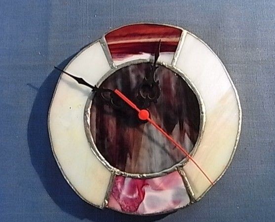 UH26 * TIFFANY STYLE * WALL CLOCK * GLASS * VINTAGE GERMAN 1970 s