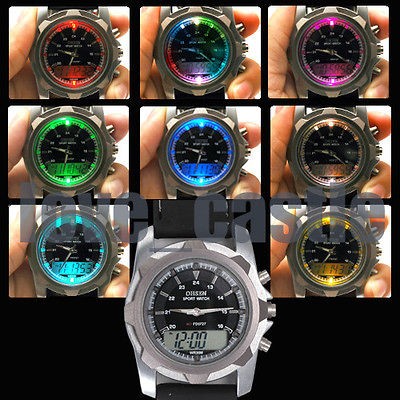   New Sport colors LED Black Quartz Mens Wrist Rubber Band Watch 63