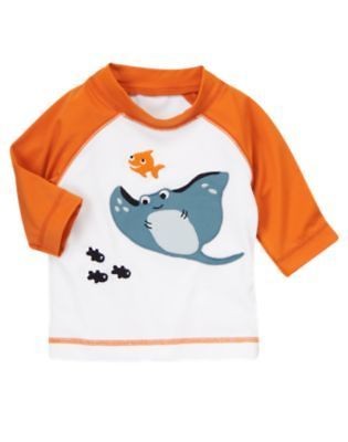 GYMBOREE SHARK ALERT MANTA RAY N FISH L/S RASHGUARD 12 18 3T 4T 5T NWT