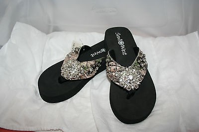 Soul West Flip Flops Sandals Concho Design Camo Patent Leather 8