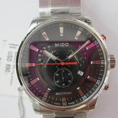 MIDO MULTIFORT RETROGRADE MENS WATCH CHRONO SAPPHIRE ALL STAINLESS S 