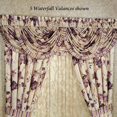   NEW YORK Imperial Garden 2 DRAPERY PANELS + 2 TIEBACKS + 3 VALANCES