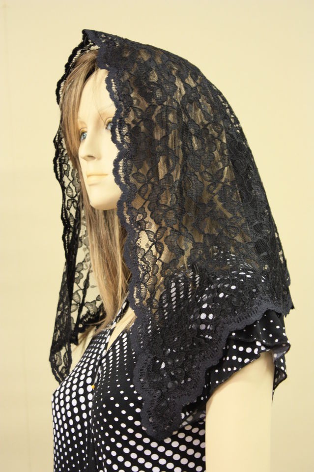   lace mantilla Catholic church chapel scarf headcovering latin Mass BR