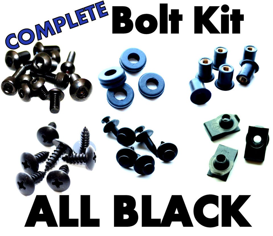 Kawasaki ZX14 BLACK Fairing Bolts Complete ZX 14 Bolt Kit 06 07 08 09 