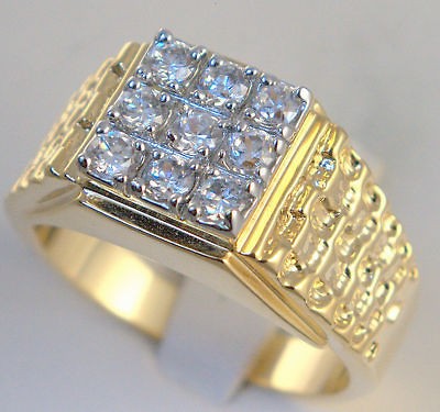 STONE NUGGET MENS RING 14K gold overlay size 8