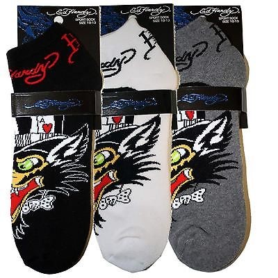 Ed Hardy Wolf Fancy Sport Socks   Black, White, Gray