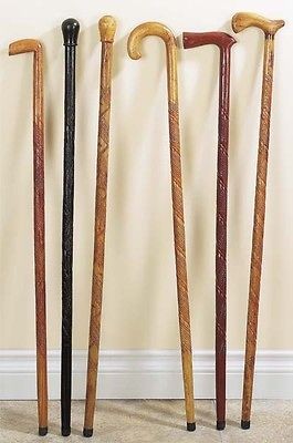 Benzara Wooden Walking Sticks Set of Six Assorted for Decoration Only 