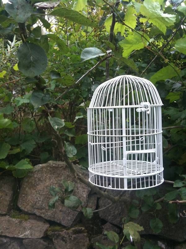 WHITE METAL ORIENTAL DOVE RELEASE BIRD CAGE