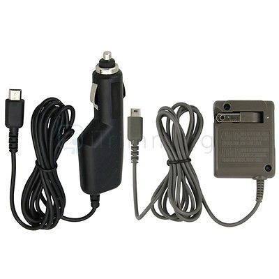 Car DC + Home Wall Travel AC Charger Adapter Set for Nintendo DS Lite 