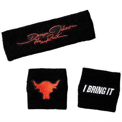 The Rock Dwayne Johnson I BRING IT Headband Wristbands Set WWE 