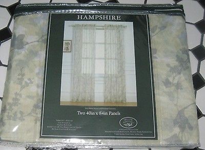   LAURA ASHLEY Voile Sheers Panels HAMPSHIRE Gray Yellow FLORAL CURTAINS