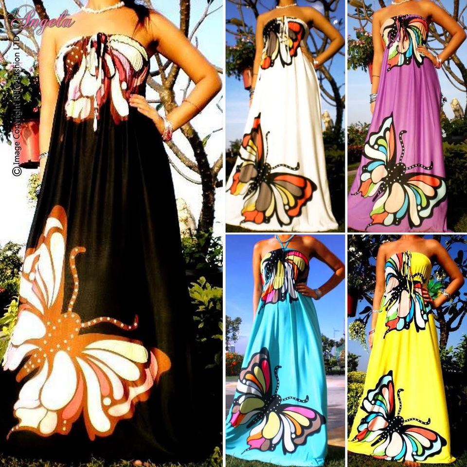 Angela NEW Butterfly Strapless Evening/Summer Women Long Maxi dress