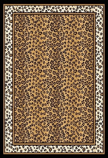 Contemporary Leopard Skin Animal Print Area Rug Modern Bordered 
