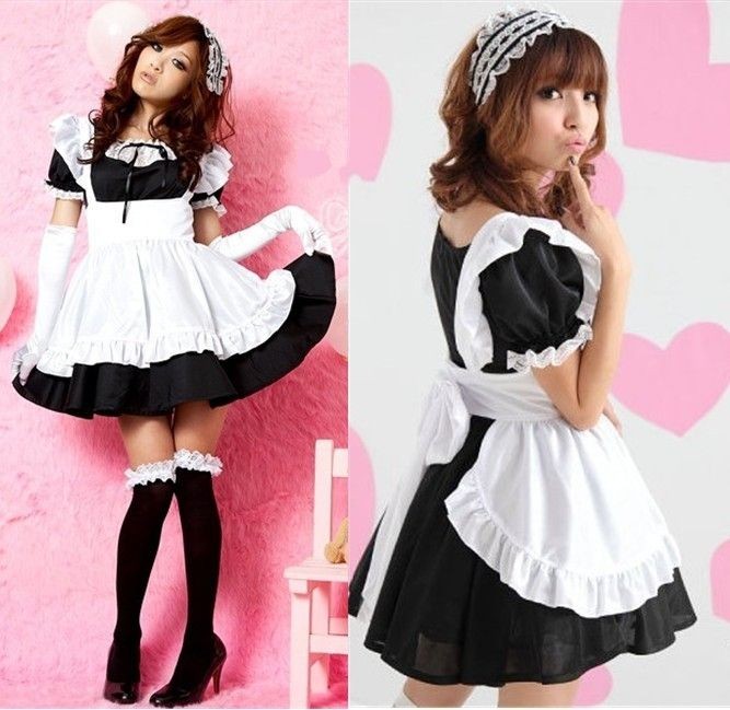 LOVELY French Maid Costumes Lolita GIRLS Fancy Dress Fitsize green 